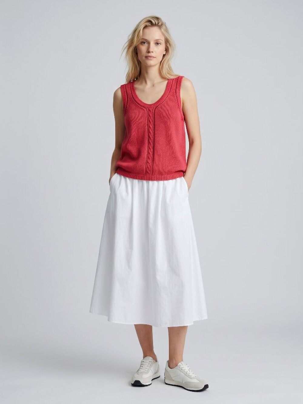 100% Cotton Red Knit Tank Top Boho Cottagecore